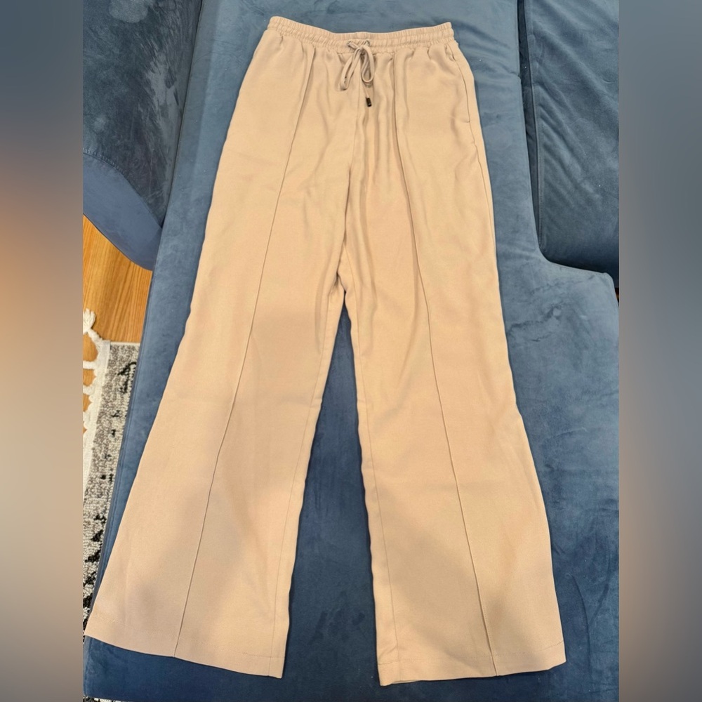 Beige Wide-Leg Pants
